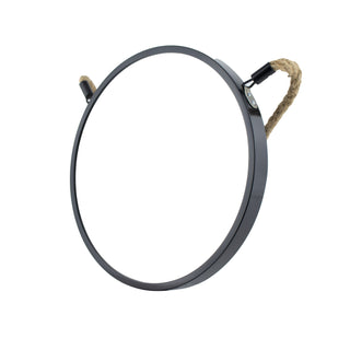 Round Wall Mirror Black Plastic Frame 30CM in Diameter With Hanging Rope