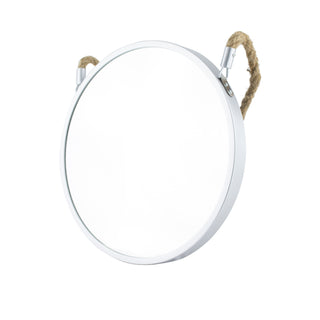 Round Wall Mirror Silver Plastic Frame 40cm in Diameter With Hanging Rope