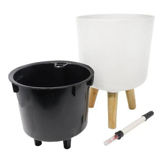 Flower Pot With Hydration System - White