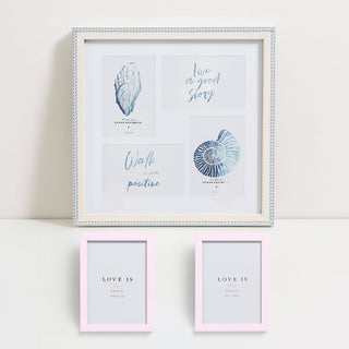 Set of Minimalist Multi-Photo Frames Gray and Pink