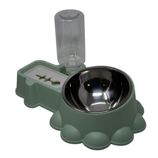 Double Dark Green Pet Feeder