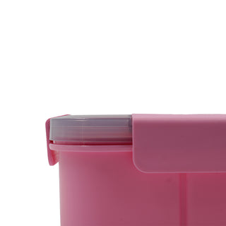 Pink Bento-Style Lunch Box with Dividers and Spoon