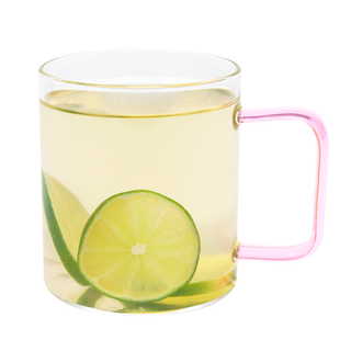 Clear Mug with Pink Handle